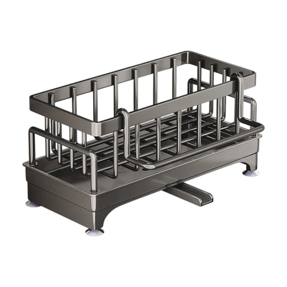 Dish Drying Rack, Stainless Steel Double-Layer Over the Sink Kitchen Shelf with Drainage Holes, Countertop Organizer for Sponge, Knife, Chopsticks, Space Saving Storage for Kitchen