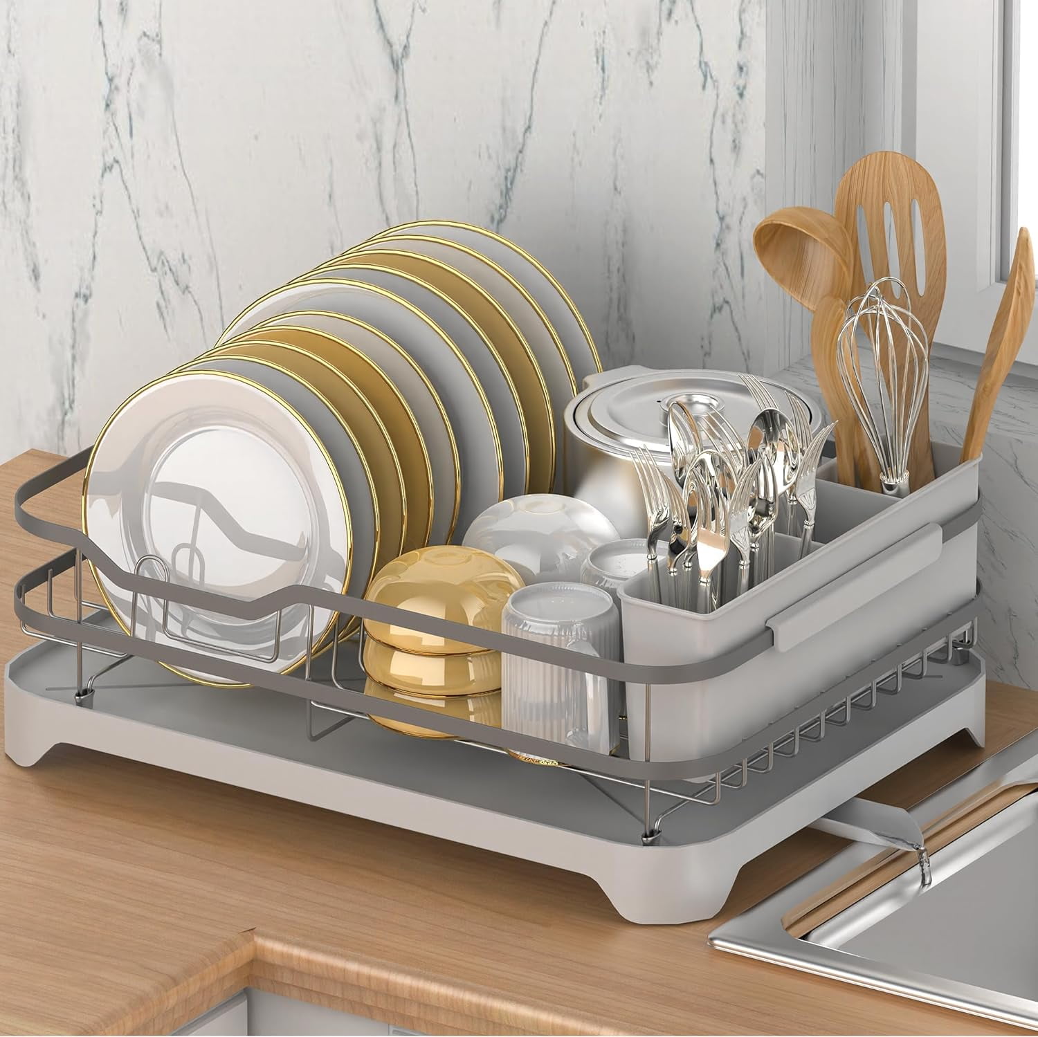 Kingrack Slim Extendable Dish Rack Stainless Steel Dish Drying Space Saver Black Walmart