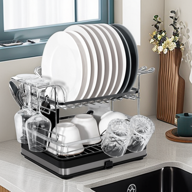 Dish Drying Rack Stainless Steel with Tray for Kitchen Counter,Upgraded