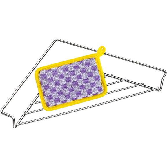 Dish Drying Rack - Stainless Steel Triangular Non-Slip Space Saving Storage | Kitchen Sink Dish Drying Rack for Sponge Soap Plate Cup Tableware Home Restaurant