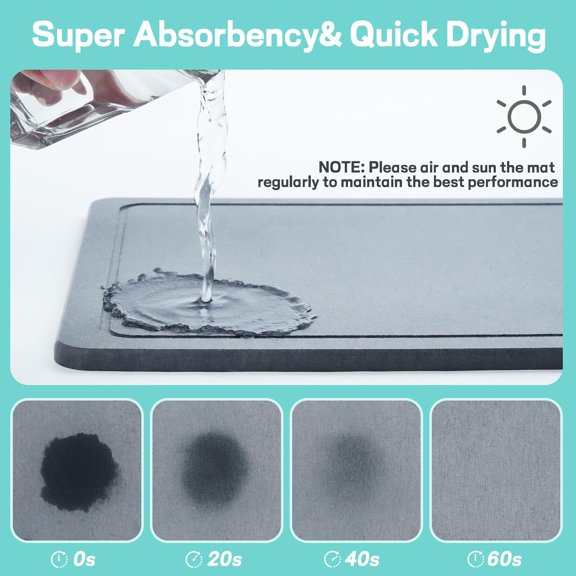 Dish Drying Rack with Stone Drying Mat, Quick-Drying/Stainless/Super Sturdy/Space-Saving, Dish Strainers for Kitchen Counter, Escurridor de Trastes para Cocina (Black)$$