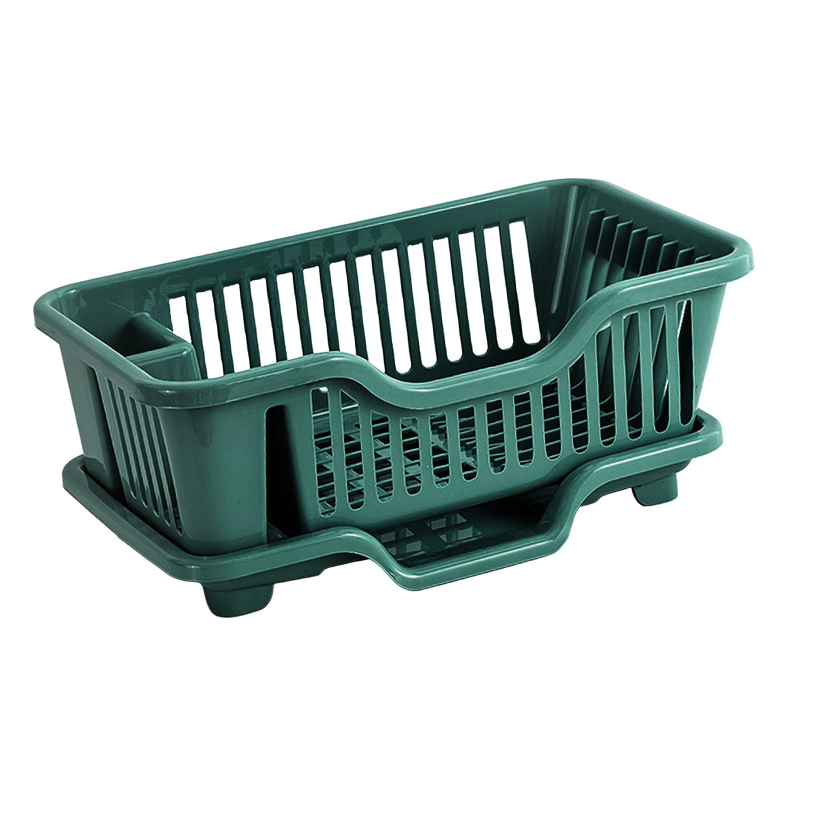 Sarvatr Green Color Polypropylene 3in1 Dish Drainer Rack Kitchen Utensils  Organizer Drying Basket,utensil basket for kitchen with Drain Tray -  Sarvatr Store