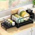 thumbnail image 1 of Dish Drying Rack , Expandable Large Dish Rack for Kitchen Counter (15.4" to 27.8") , Dish Drainer with Utensil Holder, Cup Holder &  Chopping Board Rack, 1 of 7