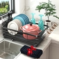 thumbnail image 1 of Dish Drying Rack  With Auto-drain & Mat Drainers For Kitchen Counter Glorganizer 4 Cups 3 Slots Utensil Holder Gifts Women Mothers Day Gadgets Decor, 1 of 8