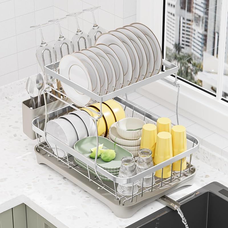 Sod Dish Rack Dish Drying Rack and Sink Organiser,Removable Drainer Tray,Adjustable ...