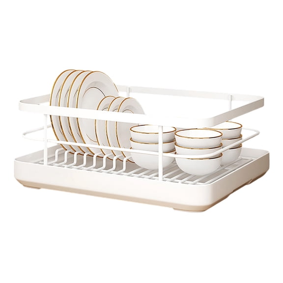 Dish Drying Rack with ABS Cutlery Drainer and Utensil Holder Tray for Efficient Kitchen Organization