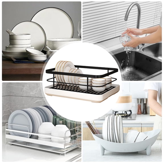 Dish Drying Rack with ABS Cutlery Drainer and Utensil Holder Tray for Efficient Kitchen Organization