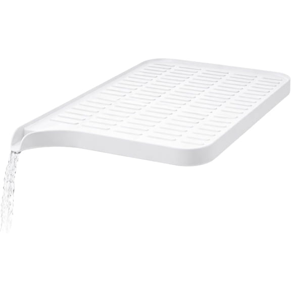 Dish Drying Tray with Drain Spout, Over Sink Utensil Drainer, White
