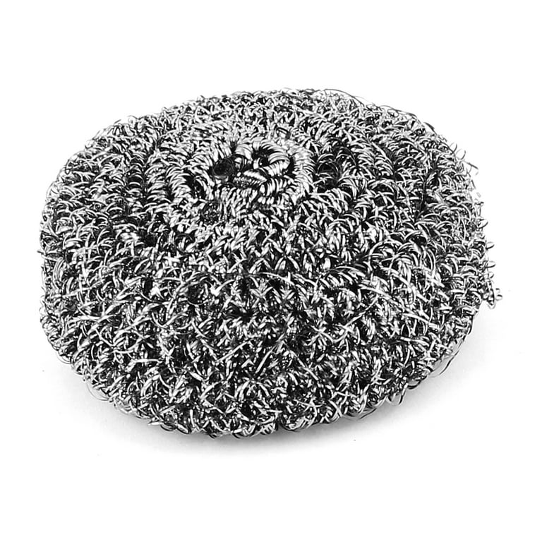 Dish Pan Stainless Steel Wire Scrubber Pad Cleaning Tool 90mm Silver Tone