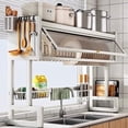 thumbnail image 1 of Dish Rack Over Sink for Kitchen, 165LBS Load Drying Rack Above Sink with Visible Cabinet Door, Large Carbon Steel Dish Drainer for Dishes, Bowls and Utensils, White, 1 of 11