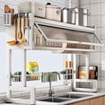 thumbnail image 1 of Dish Rack Over Sink for Kitchen, 165LBS Load Drying Rack Above Sink with Visible Cabinet Door, Large Carbon Steel Dish Drainer for Dishes, Bowls and Utensils, White, 1 of 11