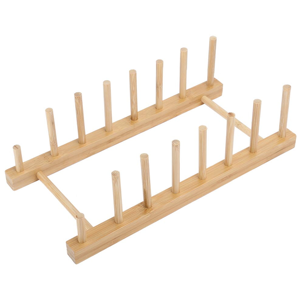 Dish Rack - Plate Racks Bamboo Dish Draining Rack Plate Holder ...