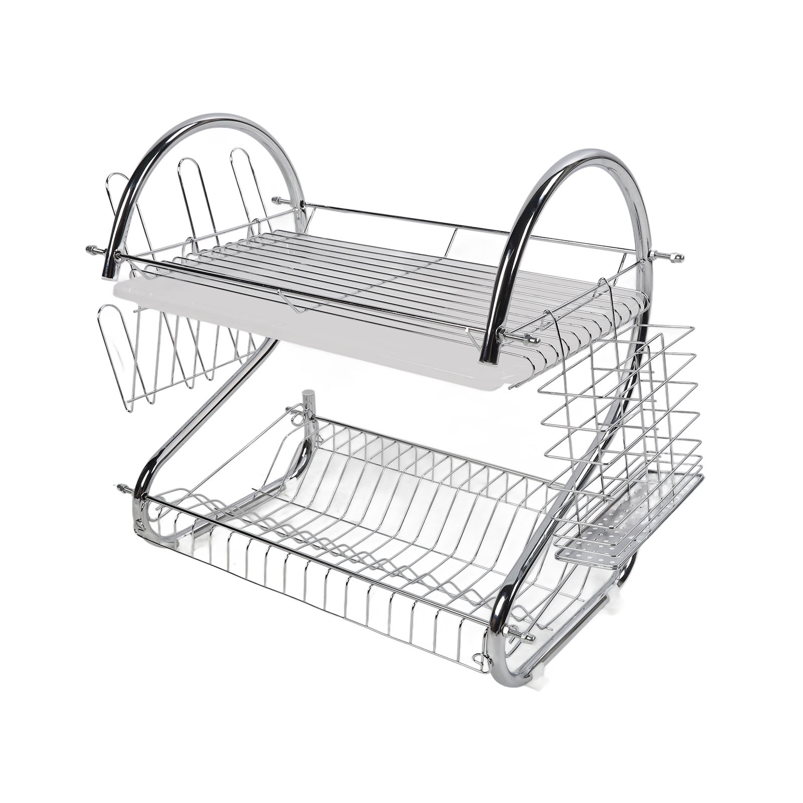 Dish Rack, Rust Proof And Deformation Proof Metal Dish Drying Rack Set 2 Tier Dish Drainer Rack