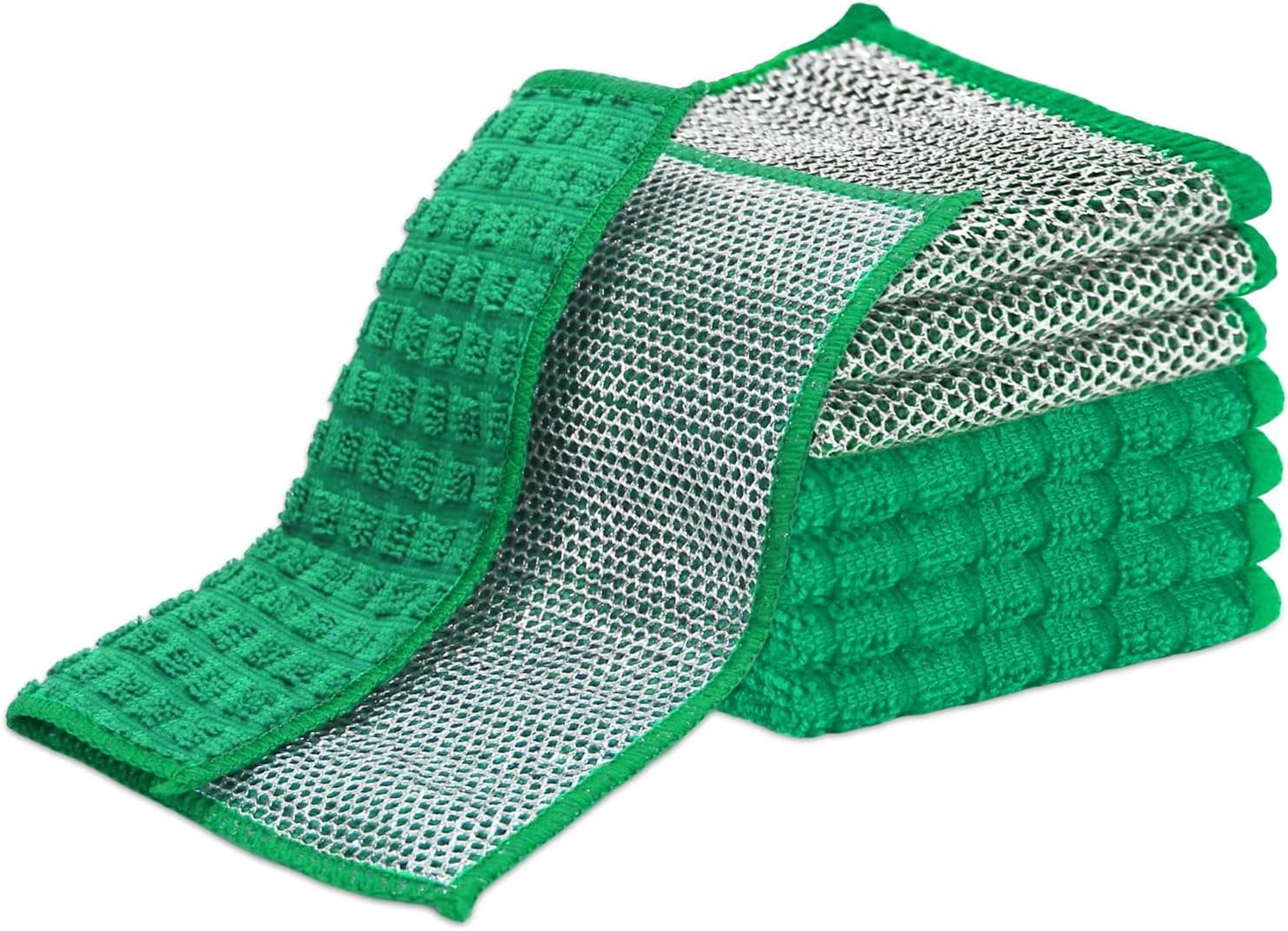 Green Window Rags Dish Rags for Washing Dishes 8 Pack Multipurpose Wire Miracle Cleaning ...