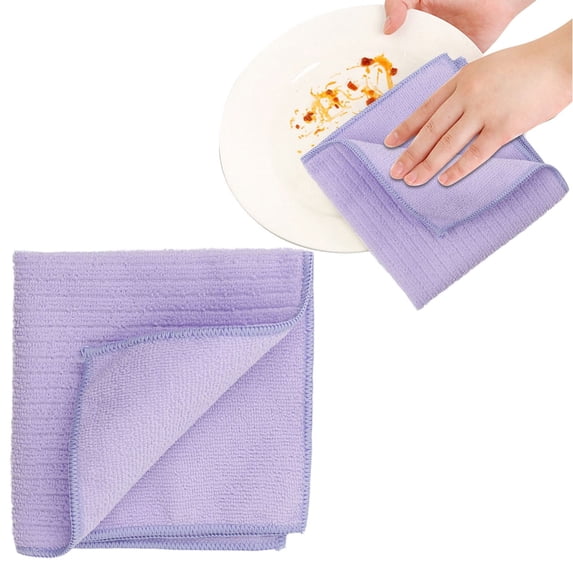 Dish Rags for Washing Dishes, Kitchen Wash Cloths for Dishes, Highly Absorbent Thick Dish Cloths Fast Drying Reusable Durable Washable Multi-Purpose Cleaning Towels Purple 1Pcs