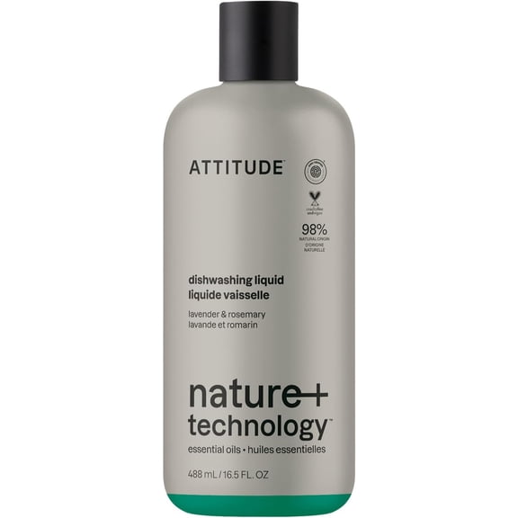 Dish Soap, Infused with Essential Oils, Plant-Based Ingredients, EWG Verified, Great for Clean and Sparkling Dishes, Vegan Dishwashing Liquid, Lavender & Rosemary, 16.5 Fl Oz