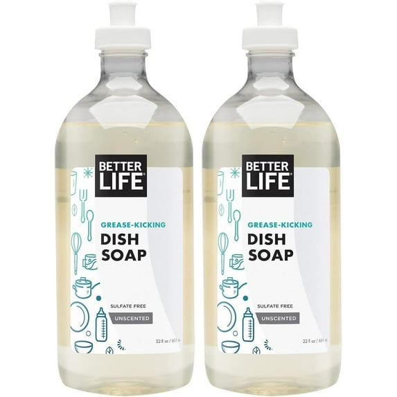 Dish Soap - Liquid Dishwashing Soap with Vitamin E and Aloe for Home & Kitchen Sink - No Gloves Required Kitchen Soap for Sensitive Skin - 22oz (Pack of 2) Unscented