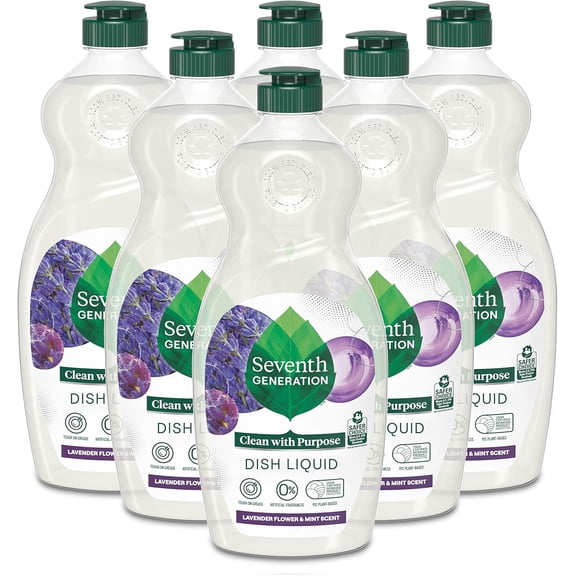 Dish Soap Liquid Lavender Flower & Mint Scent Pack of 6 Dishwashing Soap Dish Detergent Liquid Soap 19 oz