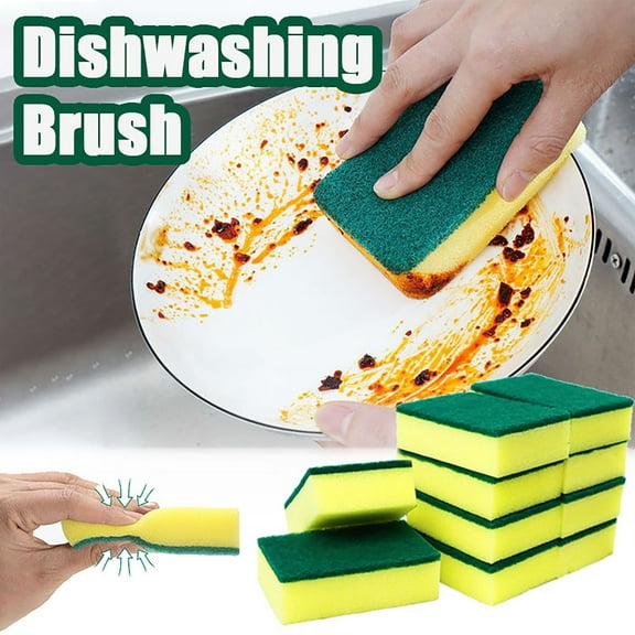 Dish Sponge,Kitchen Cleaning Sponges,Dual-Sided Dish Sponges,Non-Scratch Scouring Pad Heavy Duty Scrub Sponges for Household,Bathroom,Abrasive Scour Pads(1pc 4in)
