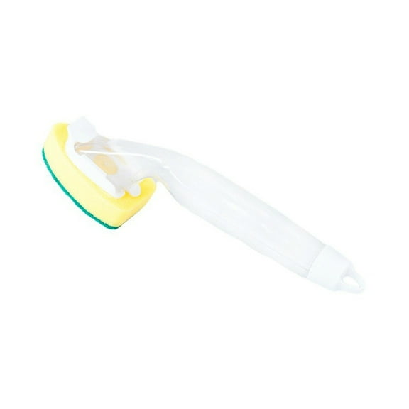 Dish Sponge w/Soap Dispenser Handle - Fillable Dish Wand for Quick, Convenient Cleaning - Easy to Refill - Built-In Scrubber for Dishes & Pans