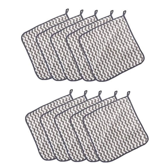 Dish Towel 10pc Corrugated Household Kitchen Cleaning Wipes Towel Hangable Thickened Dishcloth 30x30cm on Clearance