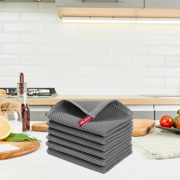 Dish Towel X8 8 Pack Cotton Kitchen Dish Cloths Weave Soft Absorbent Dish Towels Quick Drying Dish Rags 12 X 12 Dark Gray Towel