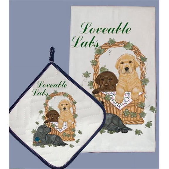 Dish Towel and Pot Holder Set - Labrador Mix