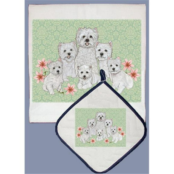 Dish Towel and Pot Holder Set - Westie