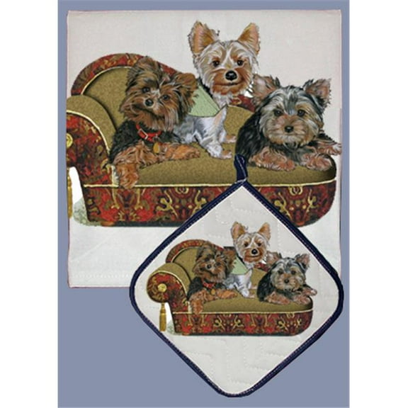 Dish Towel and Pot Holder Set - Yorkie