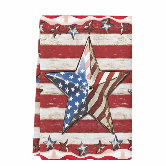 Dish Towels, 4th of July Absorbent Kitchen Towels 1 PC, Patriotic American Barn Star Microfiber Hand Towels Dish Cloths Tea Towels for Home Bathroom,18X28-Inch, Red White Striped