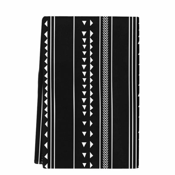 Dish Towels, Abstract Boho Absorbent Kitchen Towels 1 PC, Minimalist Black White Striped Triangle Microfiber Hand Towels Dish Cloths Tea Towels for Home Bathroom,18X28-Inch,