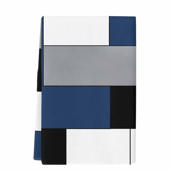 Dish Towels, Abstract Geometric Block Pattern Absorbent Kitchen Towels 1 PC, Blue White Gray Microfiber Hand Towels Dish Cloths Tea Towels for Home&nbsp; Bathroom,18X28-Inch,