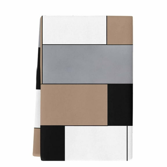 Dish Towels, Abstract Geometric Block Pattern Absorbent Kitchen Towels 1 PC, Brown White Gray Microfiber Hand Towels Dish Cloths Tea Towels for Home&nbsp; Bathroom,18X28-Inch,