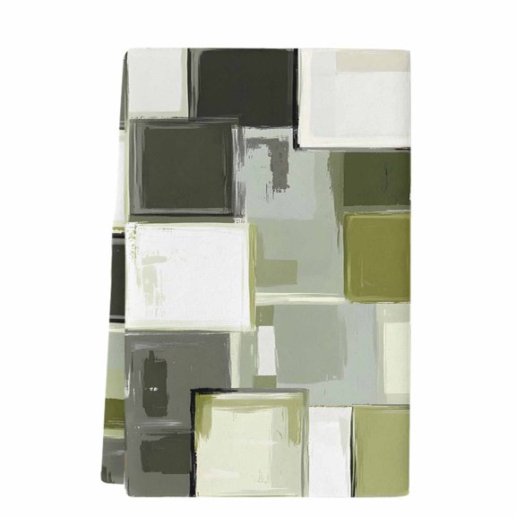 Dish Towels, Abstract Retro Absorbent Kitchen Towels 1 PC, Geometric Block Pattern Microfiber Hand Towels Dish Cloths Tea Towels for Home&nbsp; Bathroom,18X28-Inch, Sage Green Gray