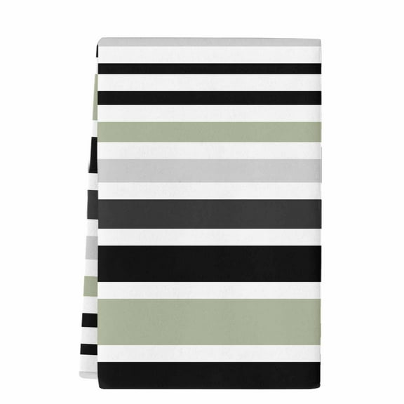 Dish Towels, Abstract Striped Absorbent Kitchen Towels 1 PC, Sage Green Black White Microfiber Hand Towels Dish Cloths Tea Towels for Home&nbsp; Bathroom,18X28-Inch,