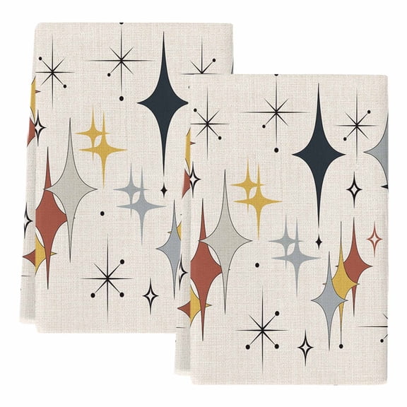 Dish Towels, Black Grey Red Diamond Absorbent Kitchen Towels 2 PCS, Modern Geometric Mid Century Linen Microfiber Hand Towels Dish Cloths Tea Towels for Home&nbsp;Bathroom Cleaning Drying,18X28-Inch,