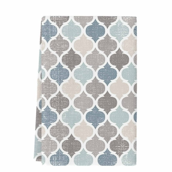 Dish Towels, Blue Beige Grey Brown Absorbent Kitchen Towels 1 PC, Modern Moroccan Plaid Microfiber Hand Towels Dish Cloths Tea Towels for Home&nbsp; Bathroom,18X28-Inch, Geometric Pattern