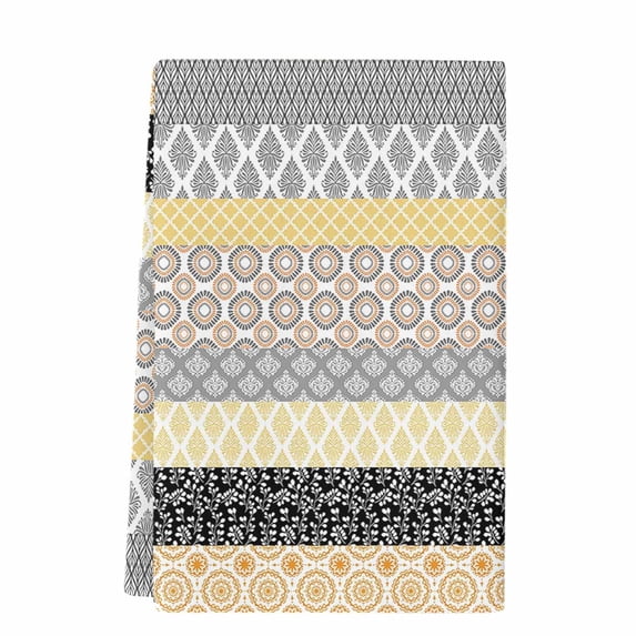 Dish Towels, Boho Absorbent Kitchen Towels 1 PC, Yellow Grey Abstract Geometric Microfiber Hand Towels Dish Cloths Tea Towels for Home Bathroom,18X28-Inch,