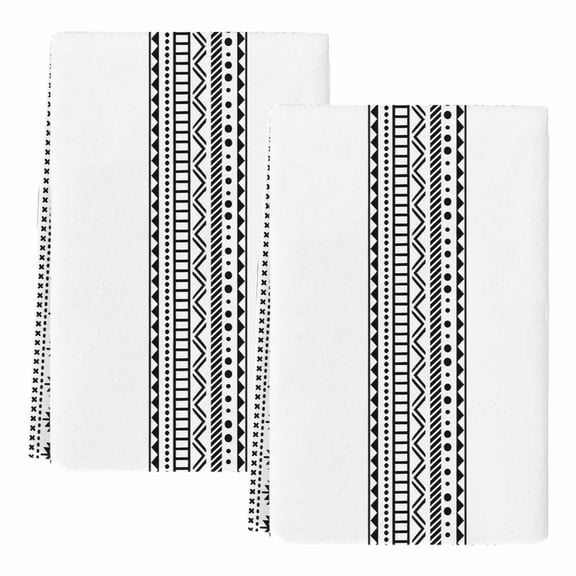 Dish Towels, Boho Geometric Absorbent Kitchen Towels 2 PCS, Bohemian Abstract Art Tribal Microfiber Hand Towels Dish Cloths Tea Towels for Home Bathroom Cleaning Drying,18X28-Inch,