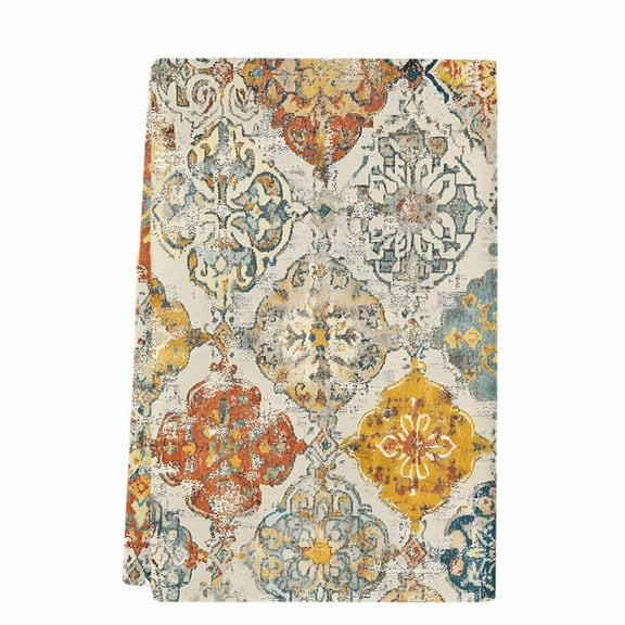 Dish Towels, Boho Retro Absorbent Kitchen Towels 1 PC, Ethnic Tribal Floral Pattern Microfiber Hand Towels Dish Cloths Tea Towels for Home Bathroom,18X28-Inch, Yellow Orange Beige