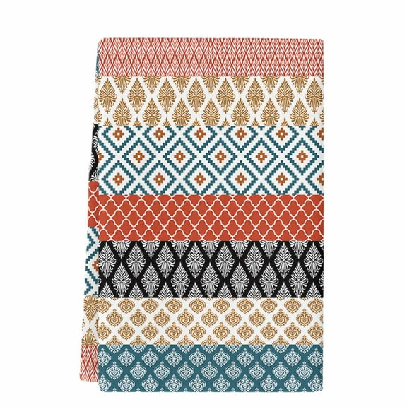 Dish Towels, Boho Tribal Absorbent Kitchen Towels 1 PC, Abstract Orange Teal Bohemian Pattern Microfiber Hand Towels Dish Cloths Tea Towels for Home&nbsp; Bathroom,18X28-Inch,