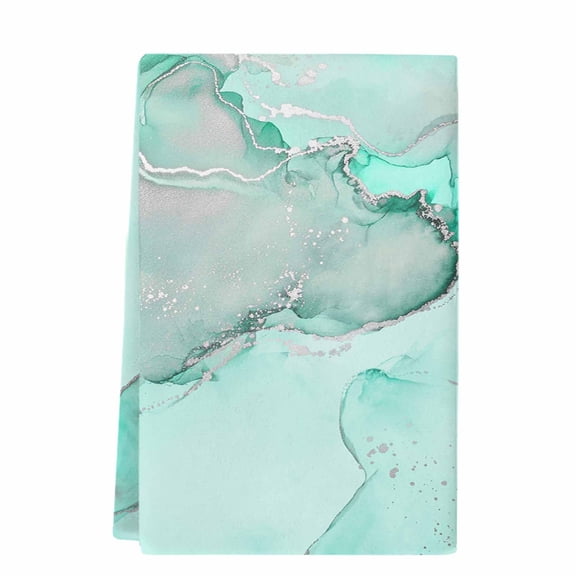 Dish Towels, Bright Teal Marble Textured Absorbent Kitchen Towels 1 PC, Abstract Ocean Fluid Art Microfiber Hand Towels Dish Cloths Tea Towels for Home Bathroom,18X28-Inch,