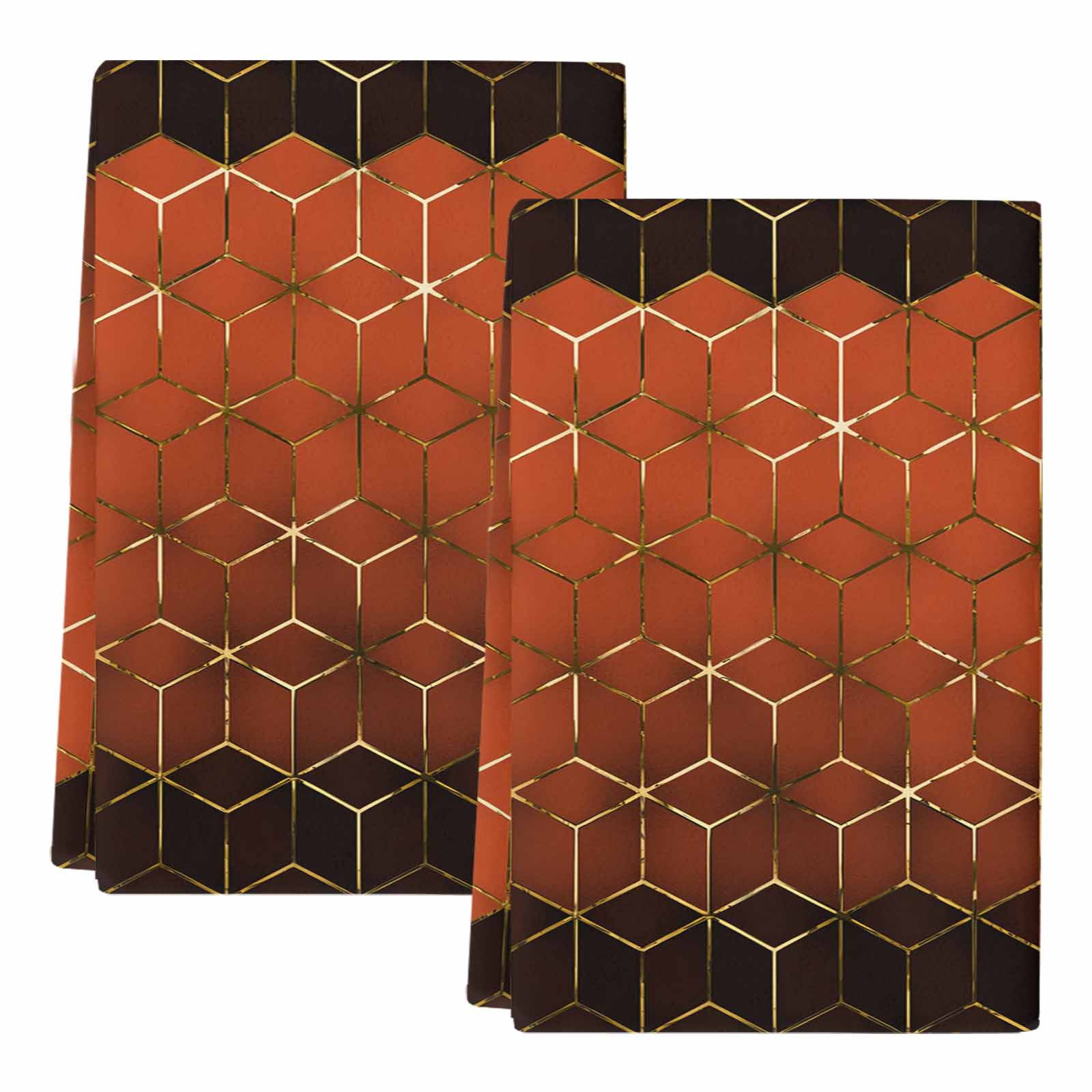 Dish Towels, Burnt Orange Geometric Absorbent Kitchen Towels 2 PCS, Ombre Abstract Art Microfiber Hand Towels Dish Cloths Tea Towels for Home&nbsp;Bathroom Cleaning Drying,18X28-Inch,