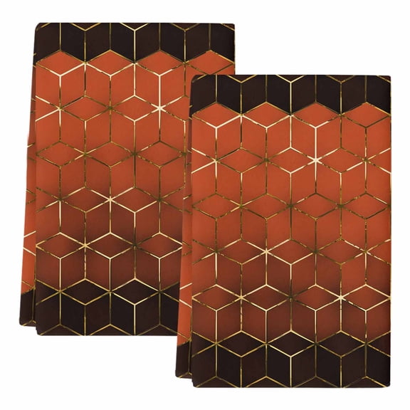 Dish Towels, Burnt Orange Geometric Absorbent Kitchen Towels 2 PCS, Ombre Abstract Art Microfiber Hand Towels Dish Cloths Tea Towels for Home&nbsp;Bathroom Cleaning Drying,18X28-Inch,