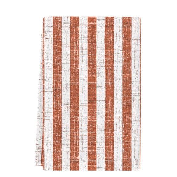 Dish Towels, Burnt Orange Stripes Linen Absorbent Kitchen Towels 1 PC, Classic Vertical Striped Microfiber Hand Towels Dish Cloths Tea Towels for Home Bathroom Cleaning Drying,18X28-Inch,