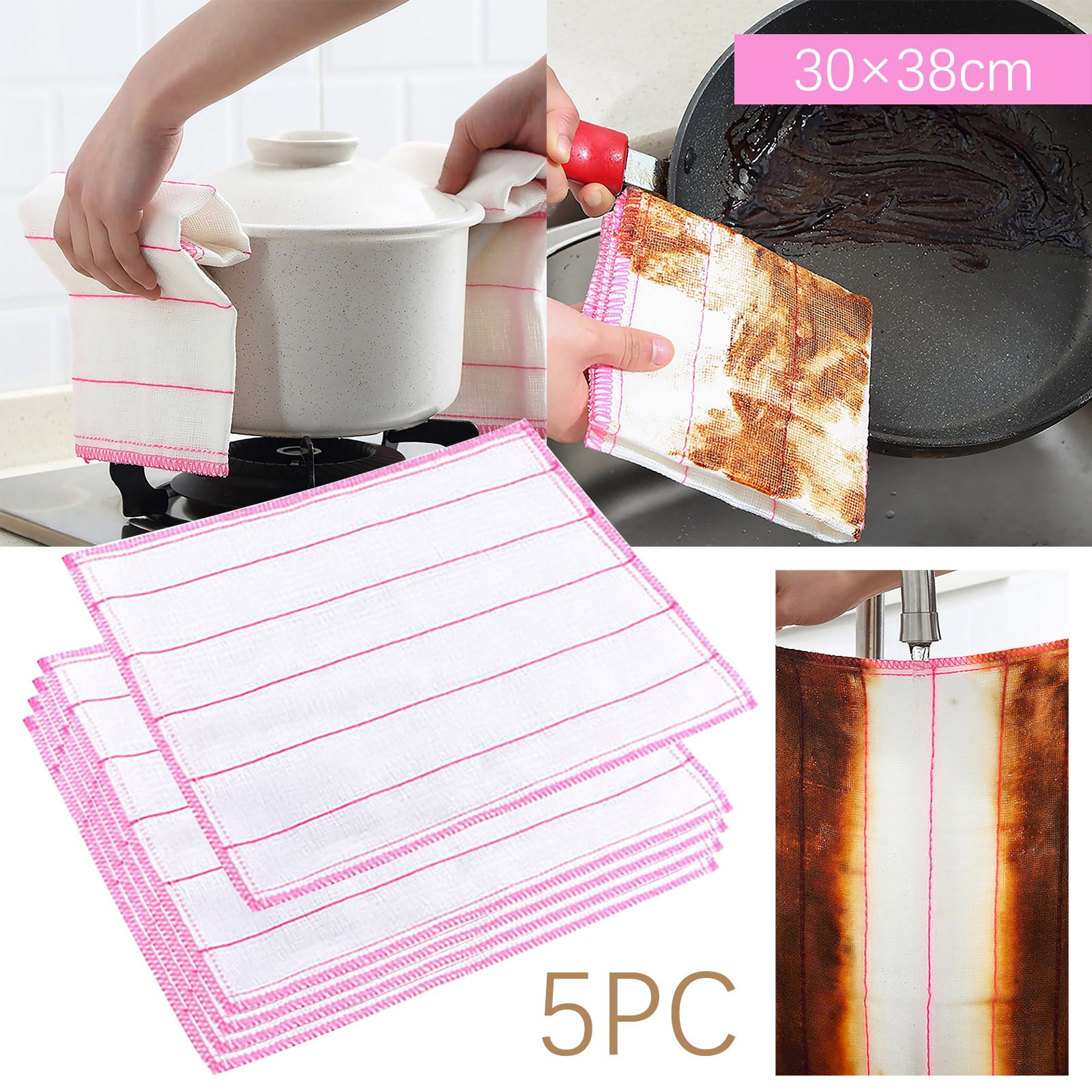 Dish Towels Clearance! Faolaxy Cotton Yarn Absorbent Dishwashing Towel Household Kitchen