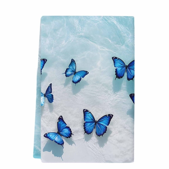 Dish Towels, Coastal Absorbent Kitchen Towels 1 PC, Ocean Butterfly Beach Microfiber Hand Towels Dish Cloths Tea Towels for Home Bathroom,18X28-Inch, Aqua Dark Blue