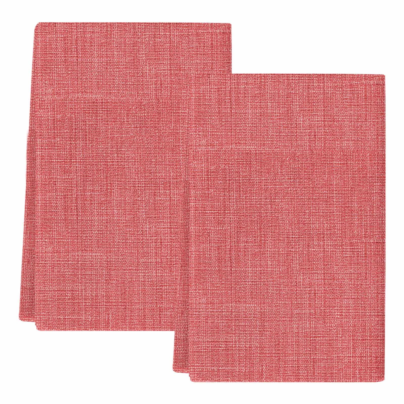 Dish Towels, Coral Red Linen Absorbent Kitchen Towels 2 PCS, Farmhouse Pure Color Microfiber Hand Towels Dish Cloths Tea Towels for Home&nbsp;Bathroom Cleaning Drying,18X28-Inch,