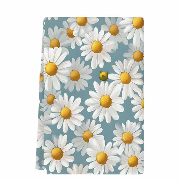 Dish Towels, Daisy Floral Print Absorbent Kitchen Towels 1 PC, Sky Blue Microfiber Hand Towels Dish Cloths Tea Towels for Home&nbsp; Bathroom,18X28-Inch,