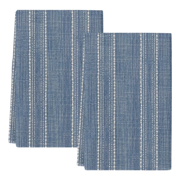 Dish Towels, Denim Blue Linen Stripes Absorbent Kitchen Towels 2 PCS, Parallel Vertical Lines Microfiber Hand Towels Dish Cloths Tea Towels for Home&nbsp;Bathroom Cleaning Drying,18X28-Inch,